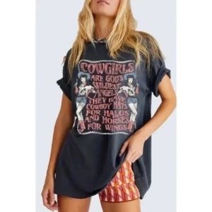 Mineral Black Cowgirls Are Gods Wildest Angels Oversized Graphic T-Shirt Tee Top